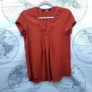 Burnt Orange Flowy Blouse With Buttons